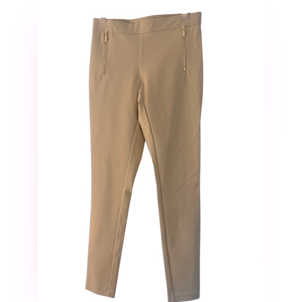 Chic Beige Trousers with Zipper Accents Karl Lagerfeld